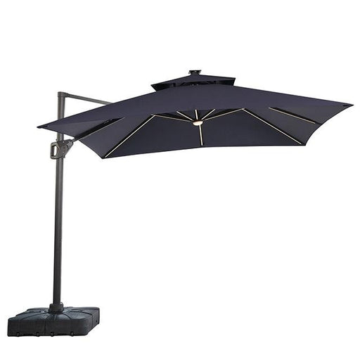 Sano 10 Ft Square Umbrella w/ Double Top w/ LED Light + 37" Large Base Outdoor Accessories FOA East