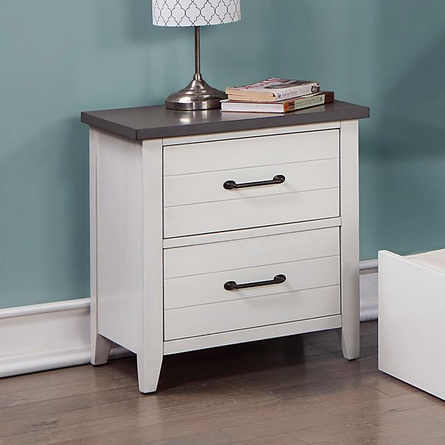 PRIAM Night Stand, White/Gray Nightstand FOA East