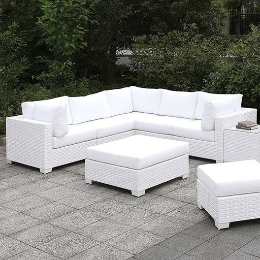 Somani L-Sectional + Chair + 2 Ottomans Outdoor Seating Set FOA East