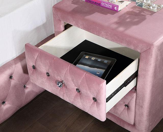 ZOHAR Night Stand, Pink Nightstand FOA East