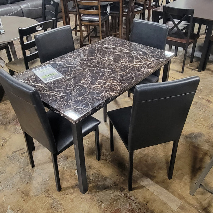 Faux Marble Table & 4 Chairs Dining Table FOA East