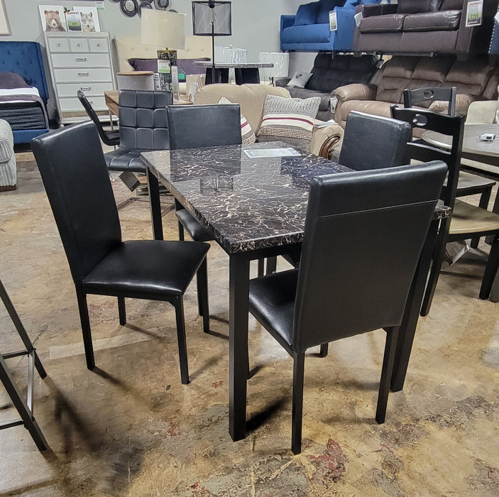 Faux Marble Table & 4 Chairs Dining Table FOA East