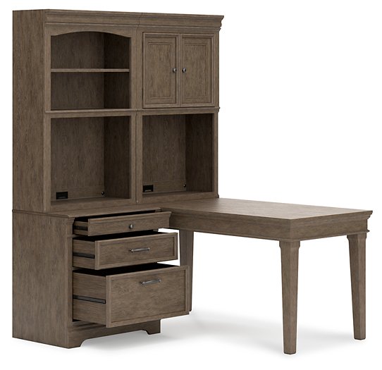Janismore 4-Piece Bookcase Wall Unit with Desk Desk Ashley Furniture