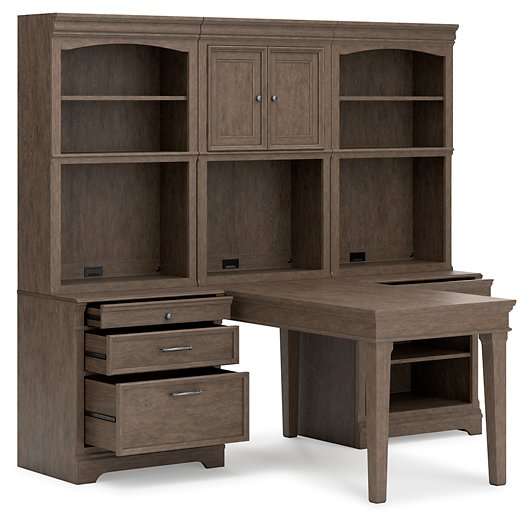Janismore 6-Piece Bookcase Wall Unit with Desk Desk Ashley Furniture
