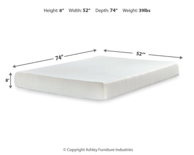 Chime 8 Inch Memory Foam Mattress in a Box - Dayton Discount Furniture