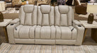 Elevate Edges Reclining Sofa with Drop Down Table - Dayton Discount Furniture
