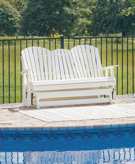 Hyland wave Outdoor Glider Loveseat - Dayton Discount Furniture