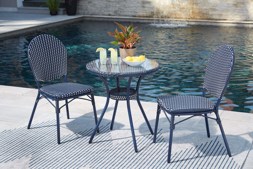 Odyssey Blue Outdoor Table and Chairs (Set of 3) Outdoor Dining Table Ashley Furniture