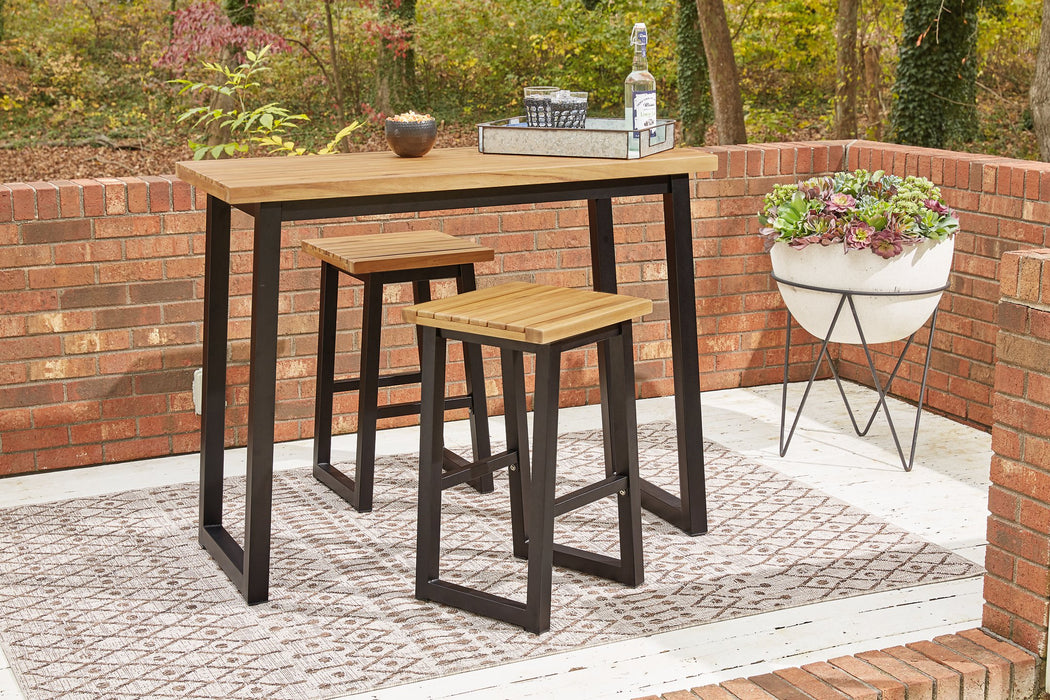 Town Wood Outdoor Counter Table Set (Set of 3) Outdoor Counter Table Ashley Furniture