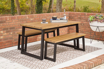 Town Wood Outdoor Dining Table Set (Set of 3) Outdoor Dining Table Ashley Furniture