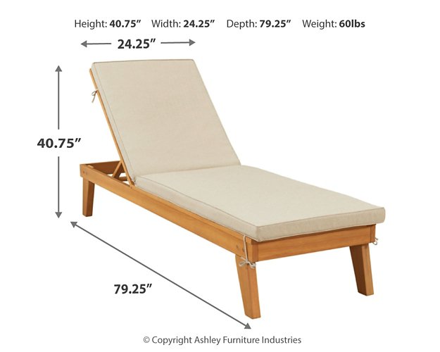 Byron Bay Chaise Lounge with Cushion Outdoor Seating Ashley Furniture
