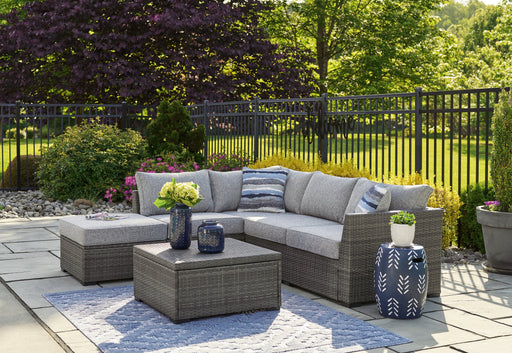 Petal Road Outdoor Loveseat Sectional/Ottoman/Table Set (Set of 4) Outdoor Seating Set Ashley Furniture