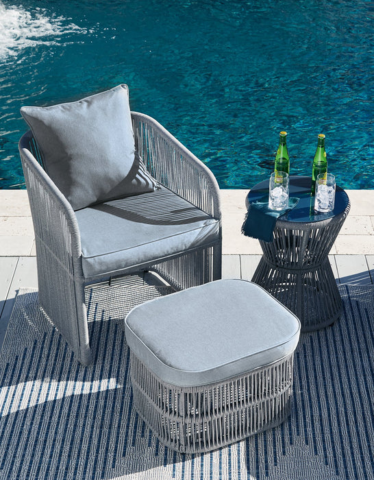 Coast Island Outdoor Chair with Ottoman and Side Table Outdoor Seating Set Ashley Furniture