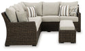Brook Ranch Outdoor Sofa Sectional/Bench with Cushion (Set of 3) Outdoor Seating Ashley Furniture