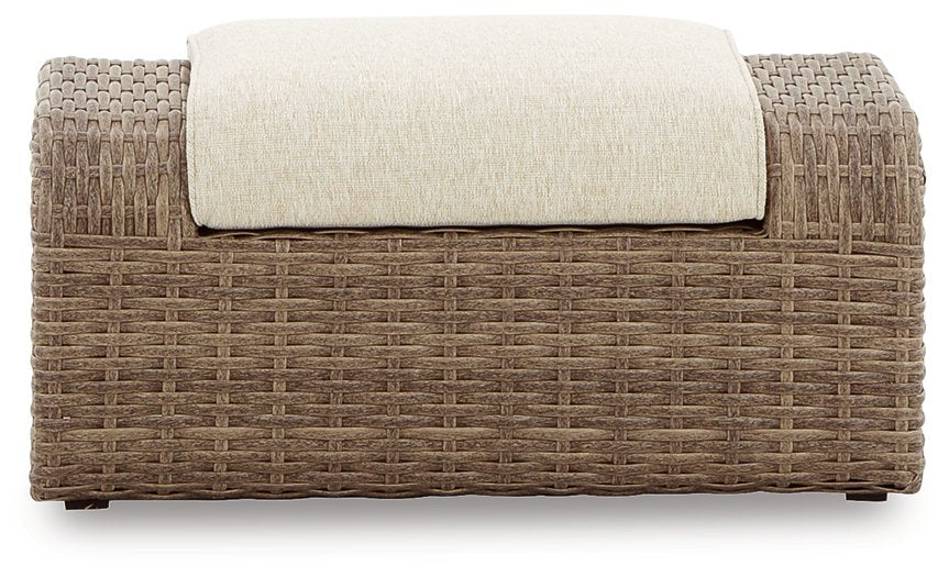 Sandy Bloom Outdoor Ottoman with Cushion Outdoor Ottoman Ashley Furniture