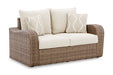 Sandy Bloom Outdoor Loveseat with Cushion Outdoor Seating Ashley Furniture