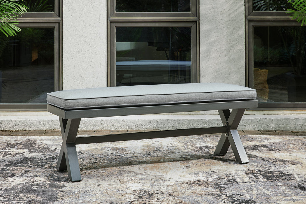Elite Park Outdoor Bench with Cushion Outdoor Dining Bench Ashley Furniture