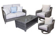 Elite Park Outdoor Loveseat, Lounge Chairs and Cocktail Table Outdoor Table Set Ashley Furniture