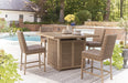 Walton Bridge Outdoor Bar Table with Fire Pit Outdoor Pub Table w/FP Ashley Furniture