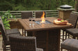 Paradise Trail Bar Table with Fire Pit Outdoor Pub Table w/FP Ashley Furniture