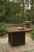 Paradise Trail Bar Table with Fire Pit Outdoor Pub Table w/FP Ashley Furniture