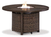 Paradise Trail Paradise Trail Fire Pit Table with 4 Nuvella Swivel Lounge Chairs Outdoor Seating Set Ashley Furniture