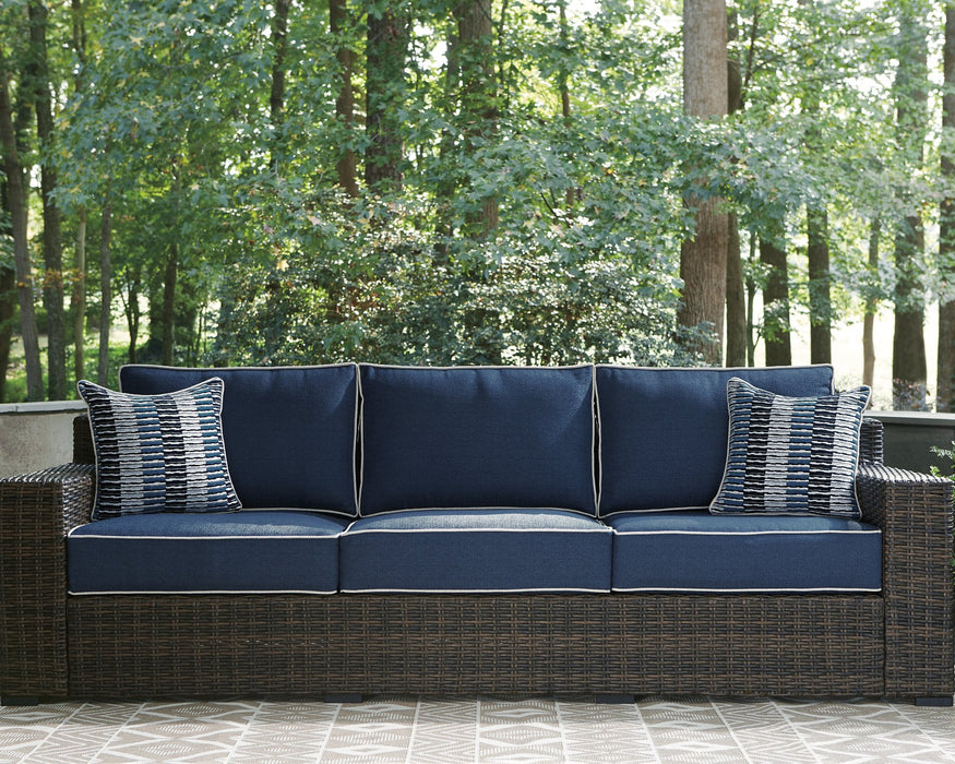 Grasson Lane Outdoor Sofa and Loveseat with Lounge Chairs and End Table Outdoor Seating Set Ashley Furniture