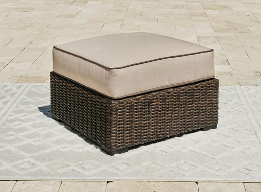 Coastline Bay Outdoor Ottoman with Cushion Outdoor Ottoman Ashley Furniture