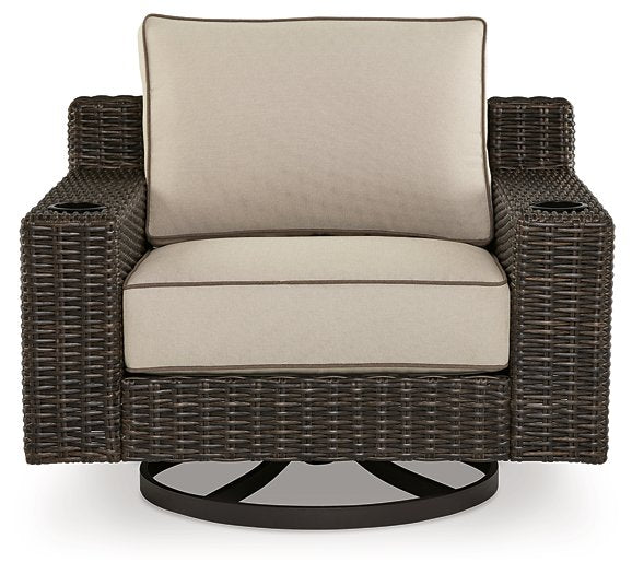 Coastline Bay Outdoor Swivel Lounge with Cushion Outdoor Seating Ashley Furniture