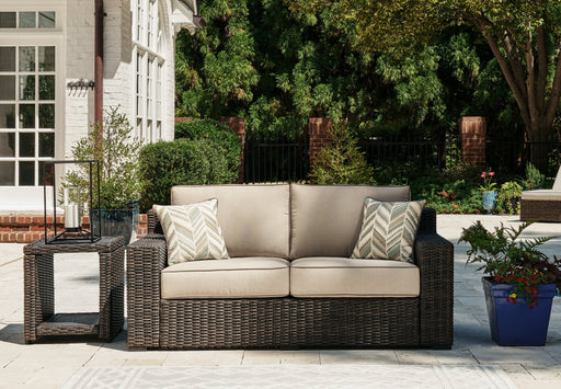 Coastline Bay Outdoor Loveseat with Cushion Outdoor Seating Ashley Furniture