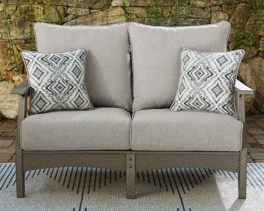 Visola Outdoor Loveseat with Cushion Outdoor Seating Ashley Furniture