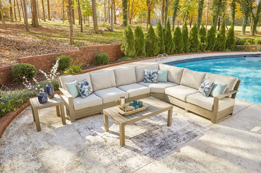 Silo Point Outdoor Sectional Set with Coffee and End Table Outdoor Table Set Ashley Furniture