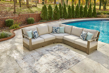 Silo Point Outdoor Sectional Set with Coffee and End Table Outdoor Table Set Ashley Furniture