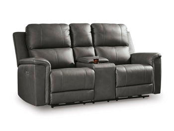 Bleckley Power Reclining Loveseat with Console - Dayton Discount Furniture