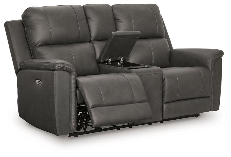 Bleckley Power Reclining Loveseat with Console - Dayton Discount Furniture