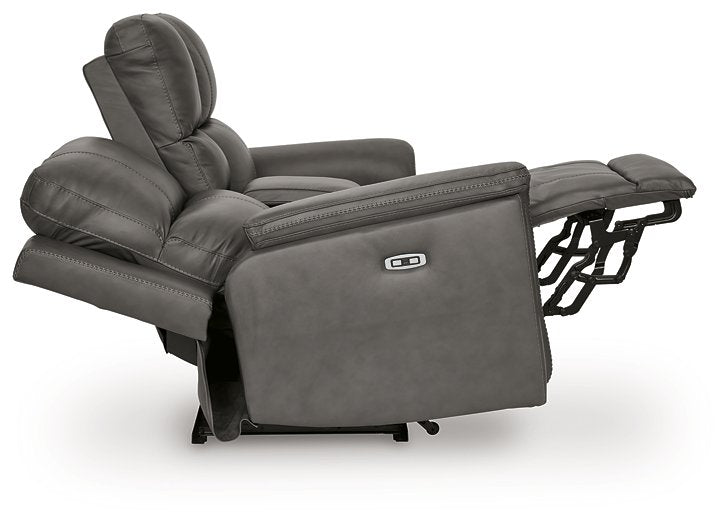 Bleckley Power Reclining Loveseat with Console - Dayton Discount Furniture