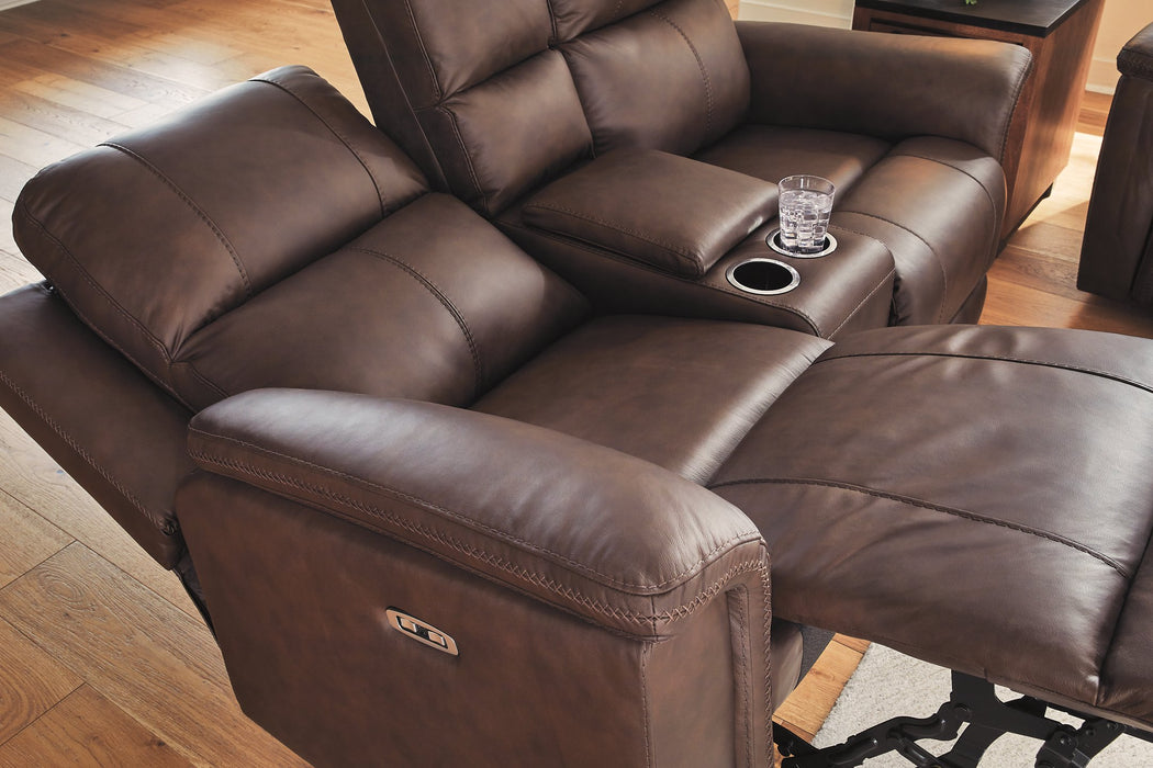 Bleckley Power Reclining Loveseat with Console - Dayton Discount Furniture