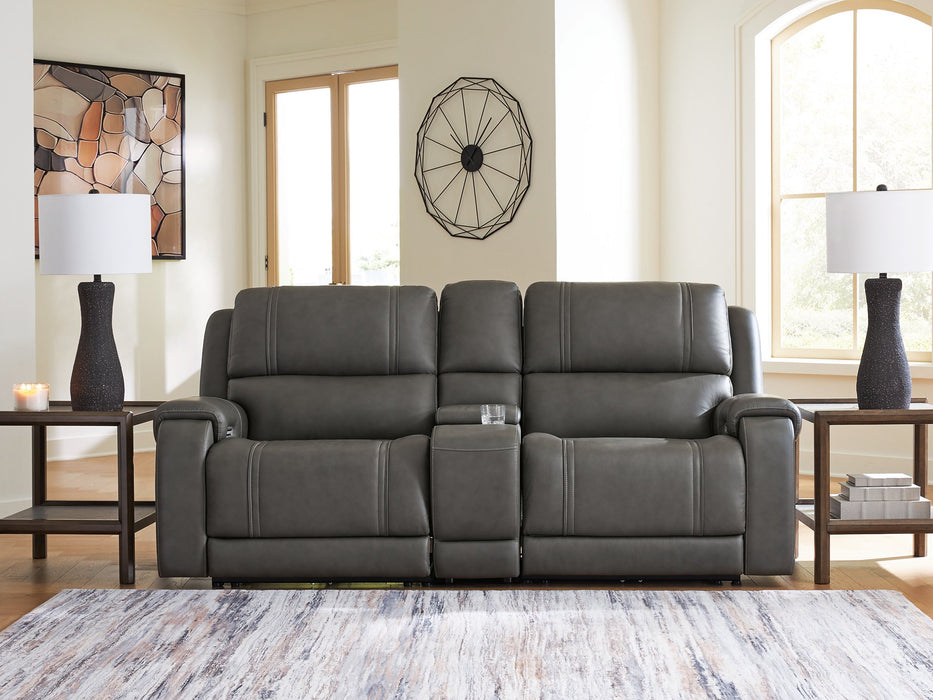 5Z - Pittson Power Reclining Sectional Loveseat with Console - Dayton Discount Furniture
