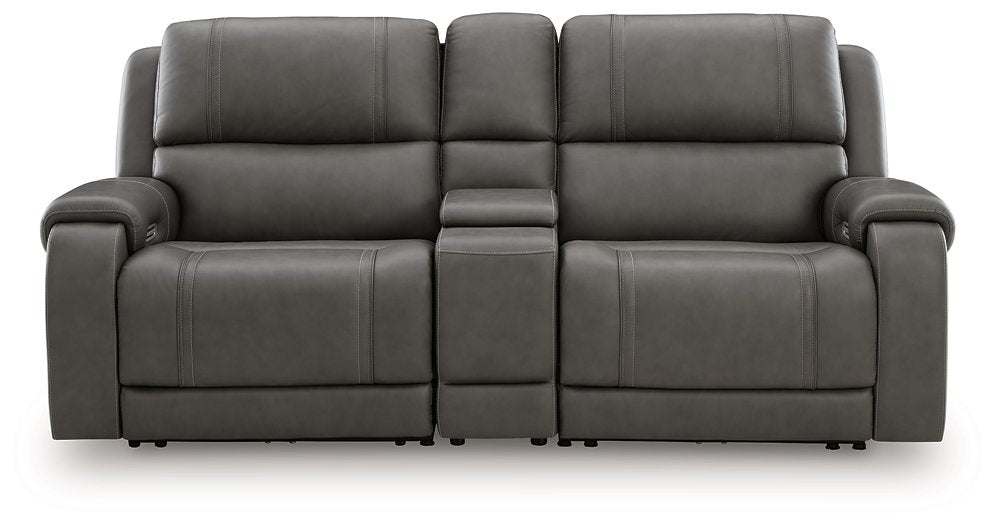 5Z - Pittson Power Reclining Sectional Loveseat with Console - Dayton Discount Furniture