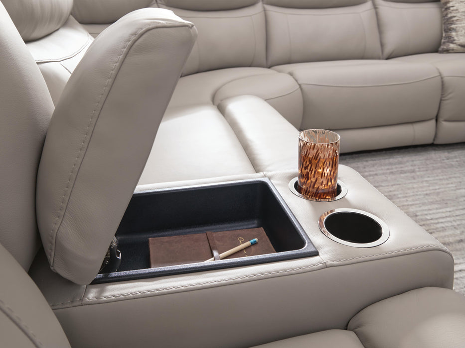 Gravier Power Reclining Sectional with Storage Console Sectional Ashley Furniture