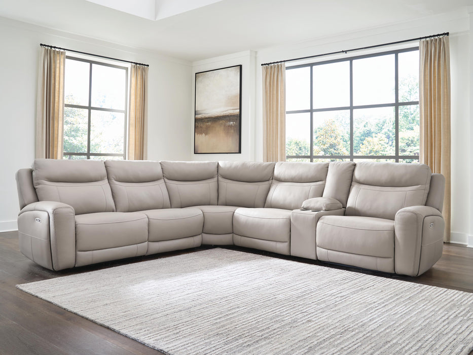 Gravier Power Reclining Sectional with Storage Console Sectional Ashley Furniture