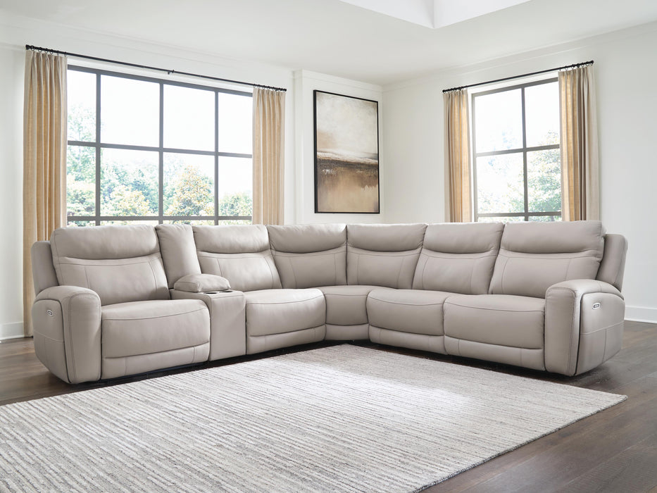 Gravier Power Reclining Sectional with Storage Console Sectional Ashley Furniture
