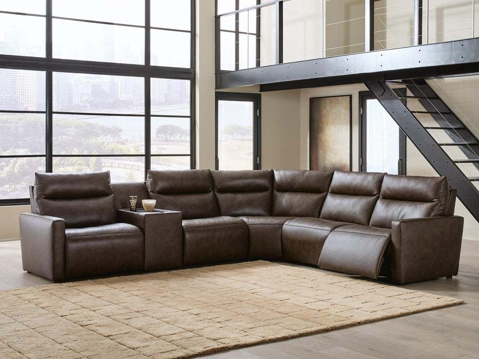 ModZ Power Reclining Sectional with Audio Console Sectional Ashley Furniture