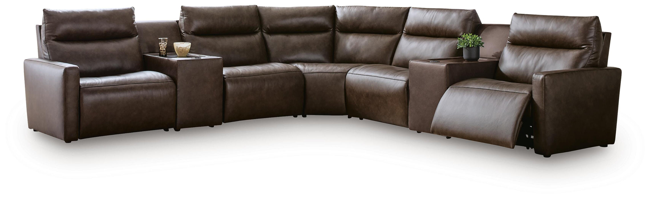 ModZ Power Reclining Sectional with Audio Consoles Sectional Ashley Furniture
