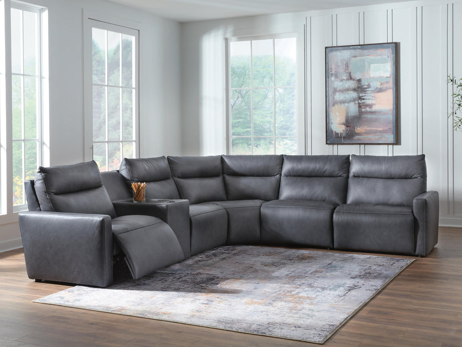 ModZ Power Reclining Sectional with Audio Console Sectional Ashley Furniture