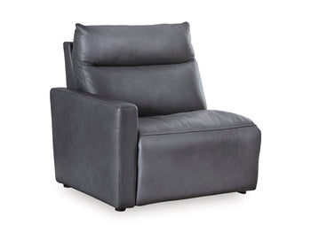 ModZ Power Reclining Sectional Loveseat with Audio Console Loveseat Ashley Furniture