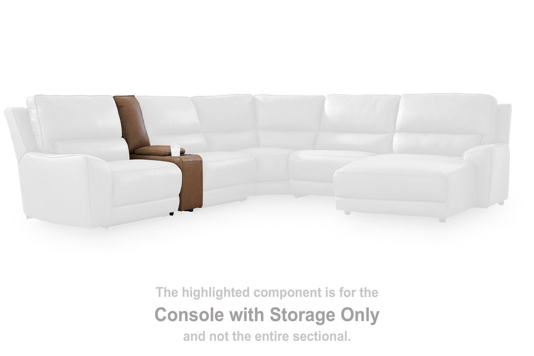 DeepWakes Reclining Sectional with Storage Console Sectional Ashley Furniture