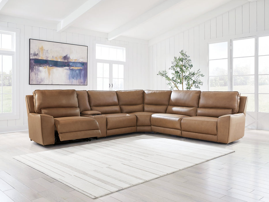 DeepWakes Reclining Sectional with Storage Console - Dayton Discount Furniture
