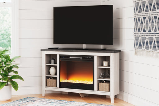 Dorrinson Corner TV Stand with Electric Fireplace TV Stand Ashley Furniture