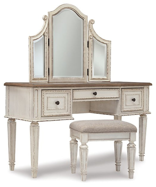 Realyn Vanity and Mirror with Stool Vanity Ashley Furniture